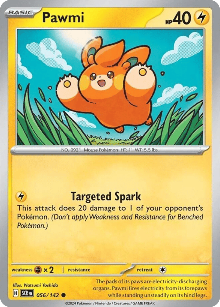 169 142 pokemon card 056/142 Pawmi - Common
