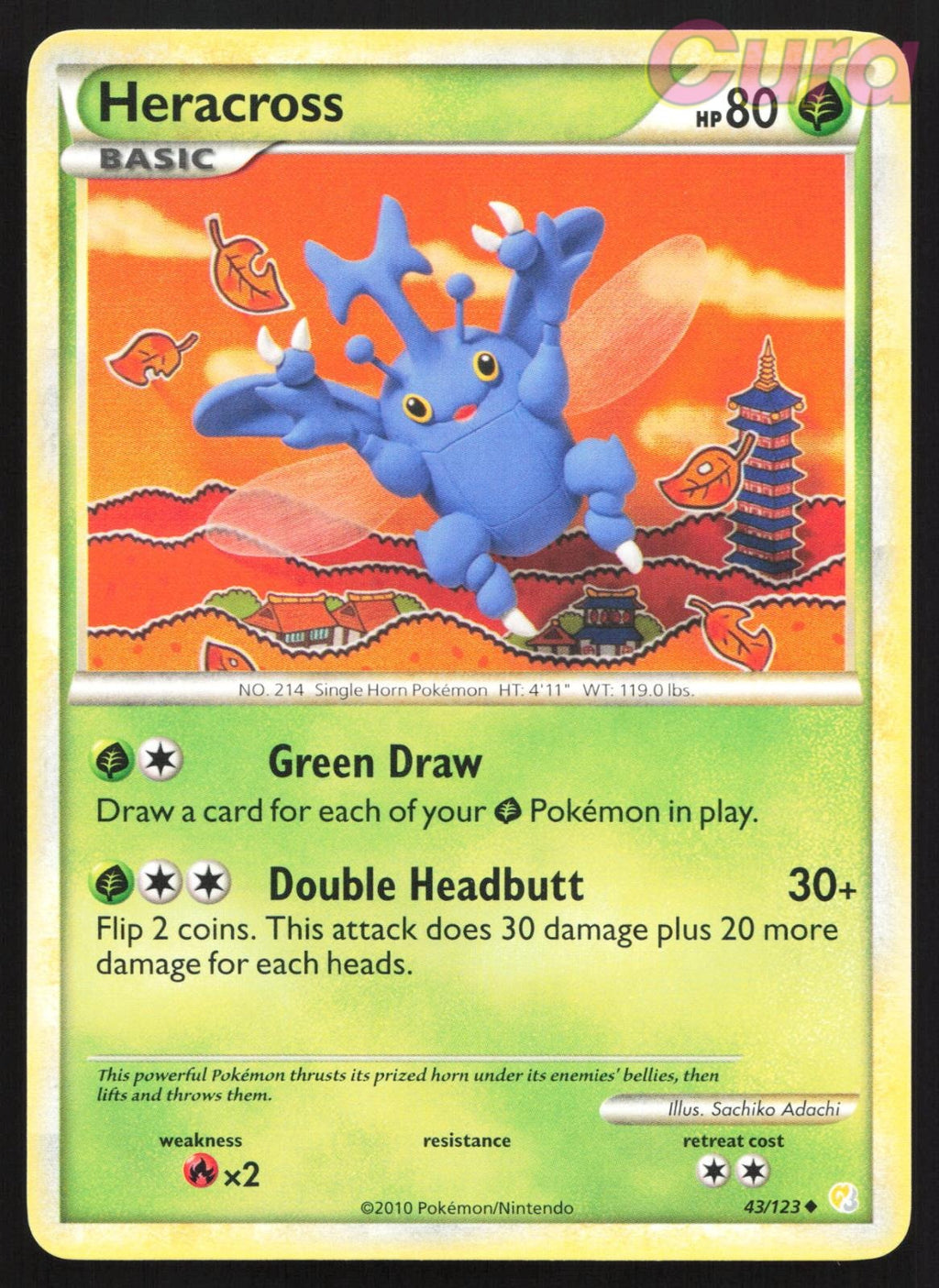 43/123 Heracross - Uncommon - HeartGold & SoulSilver NM