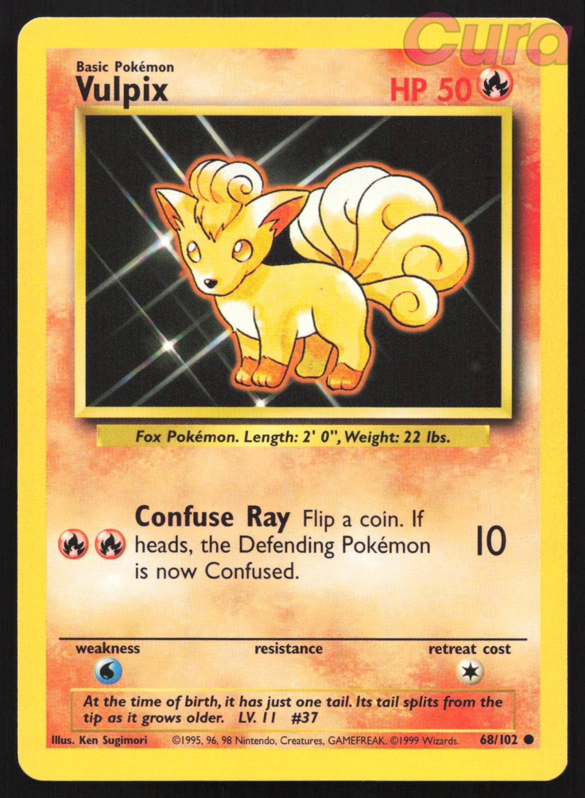 68/102 Vulpix - Common - Base Set Unlimited NM