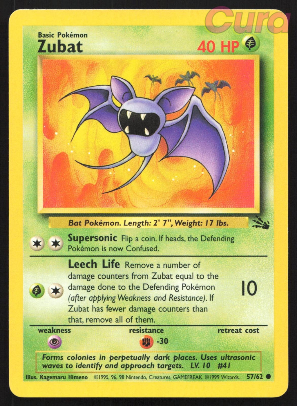 57/62 Zubat Unlimited - Common - Fossil NM