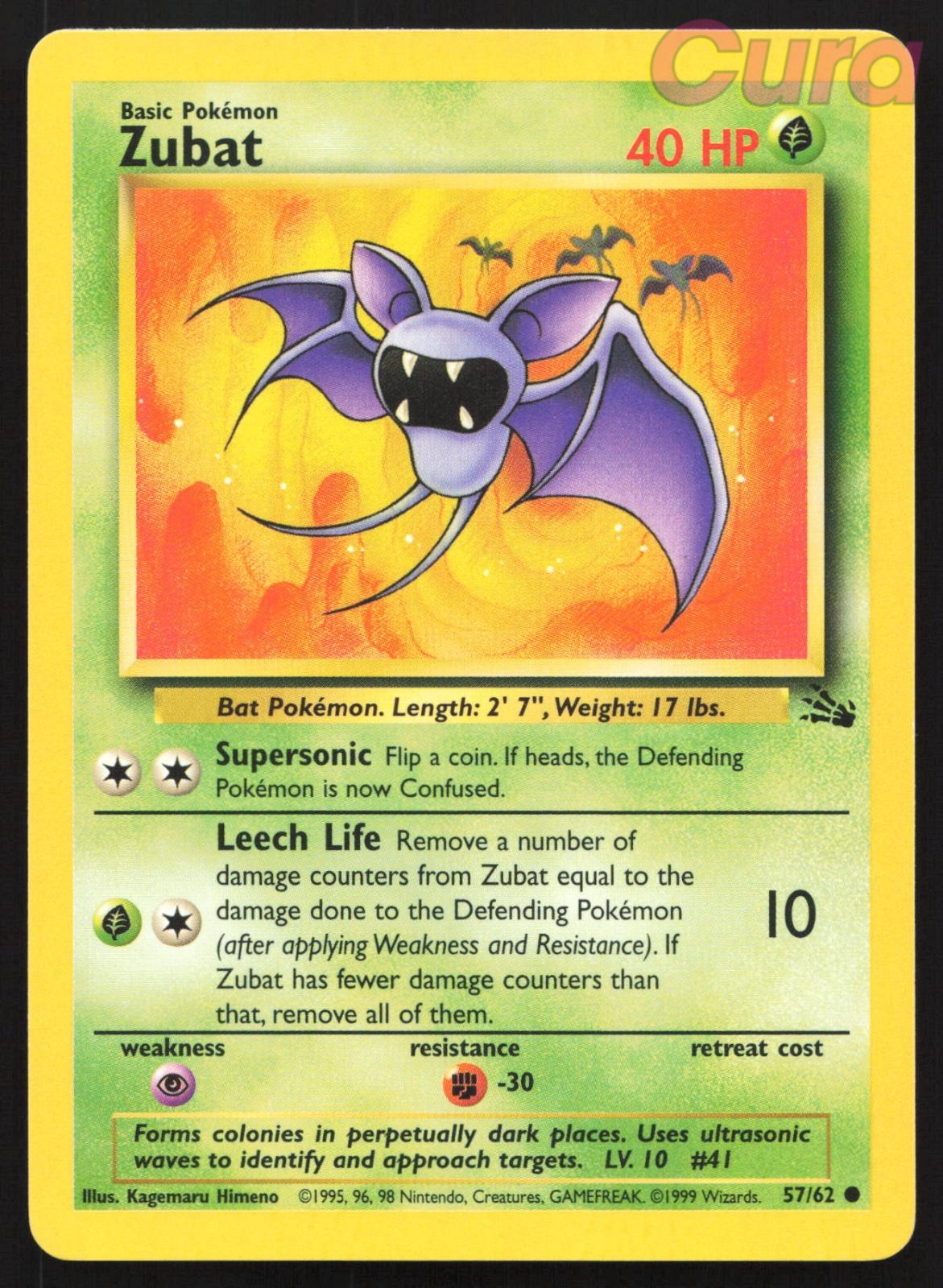 57/62 Zubat Unlimited - Common - Fossil NM