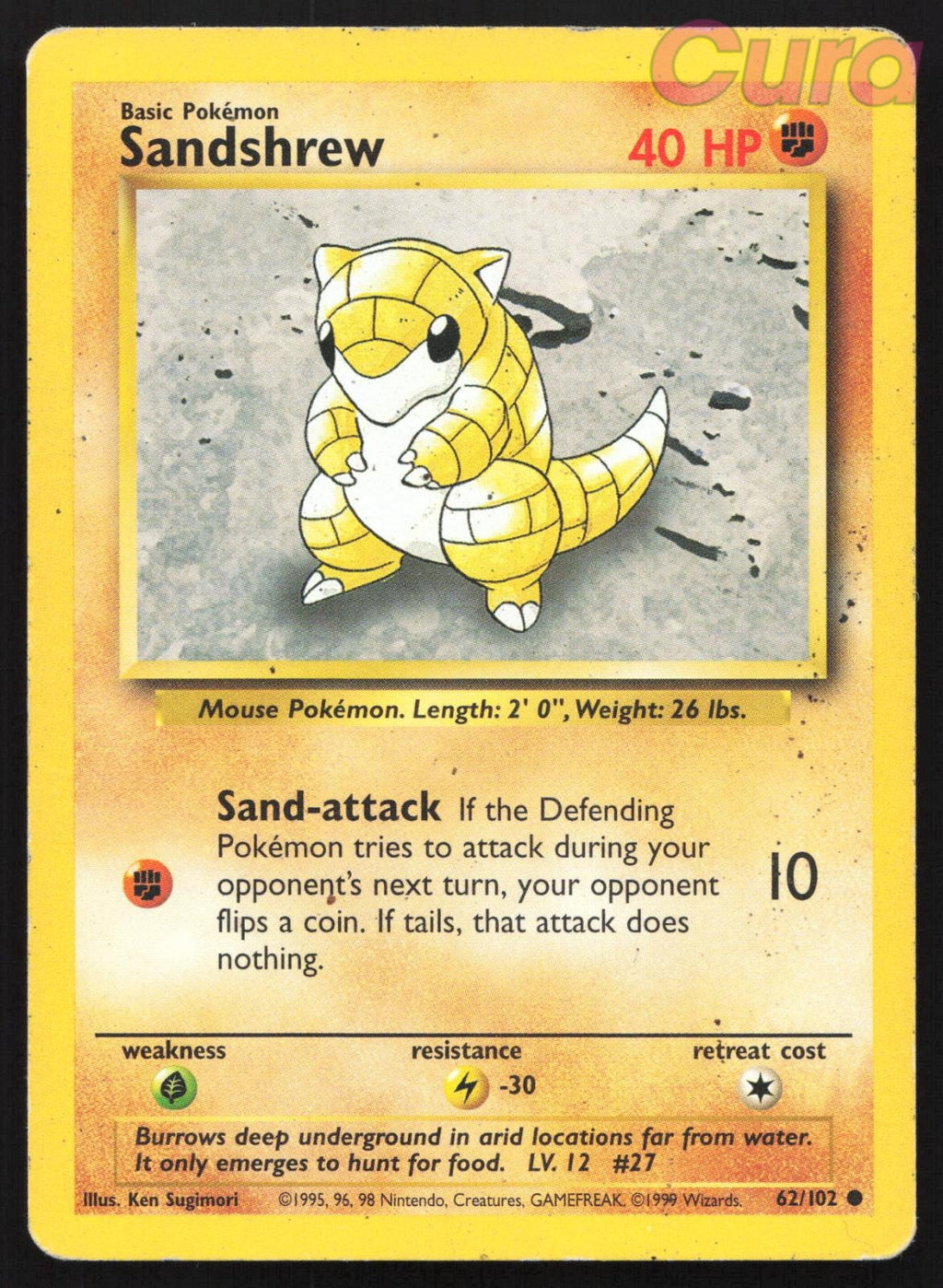 62/102 Sandshrew - Common - Base Set Unlimited MP
