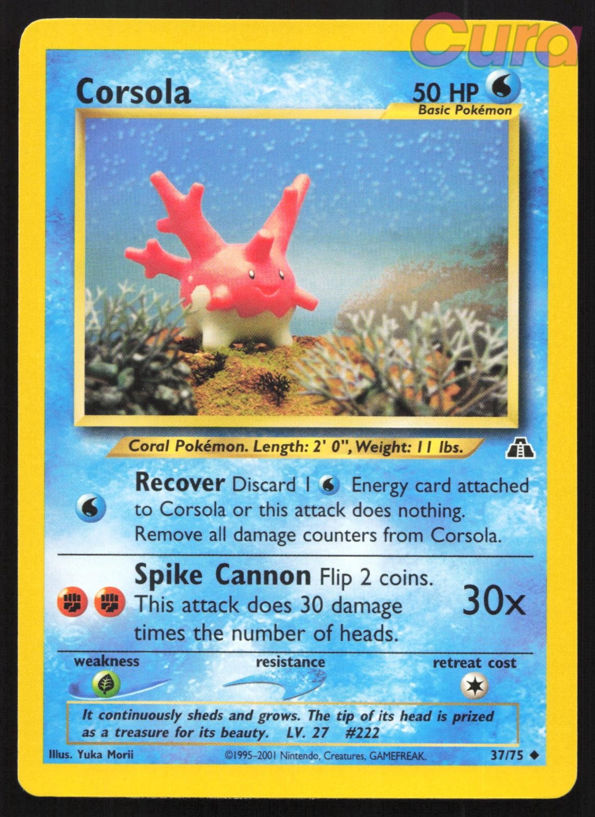 37/75 Corsola Unlimited - Uncommon - Neo Discovery NM