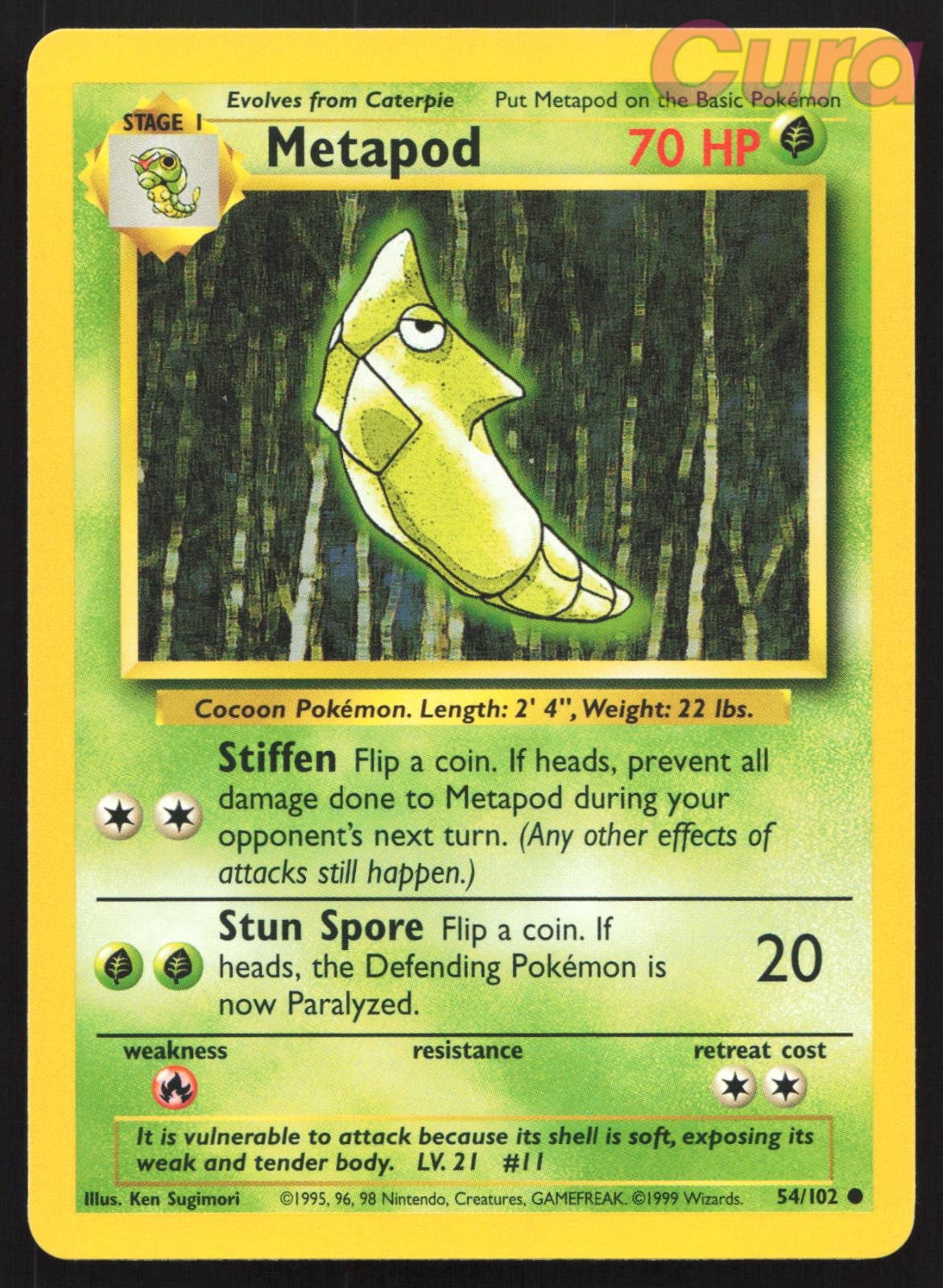 54/102 Metapod - Common - Base Set Unlimited LP