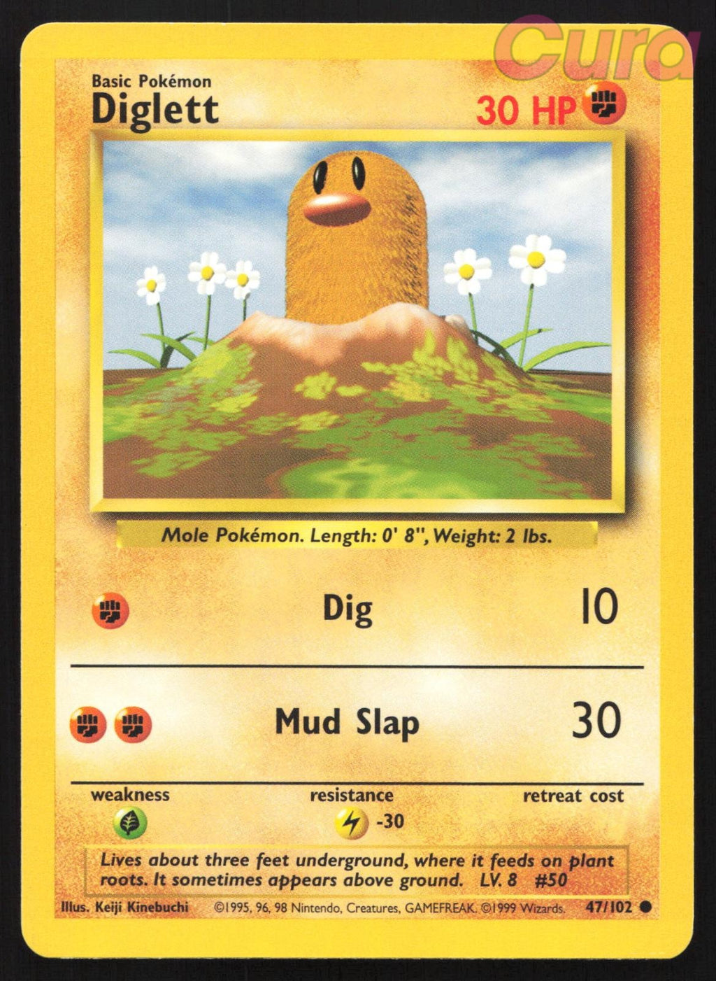 47/102 Diglett - Common - Base Set Unlimited LP