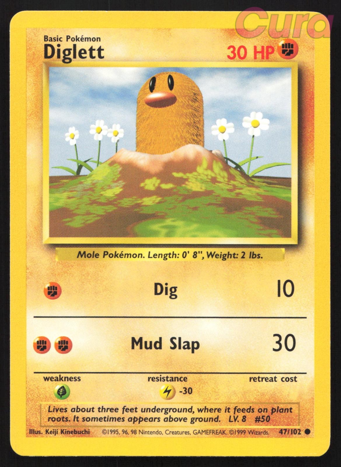 47/102 Diglett - Common - Base Set Unlimited LP