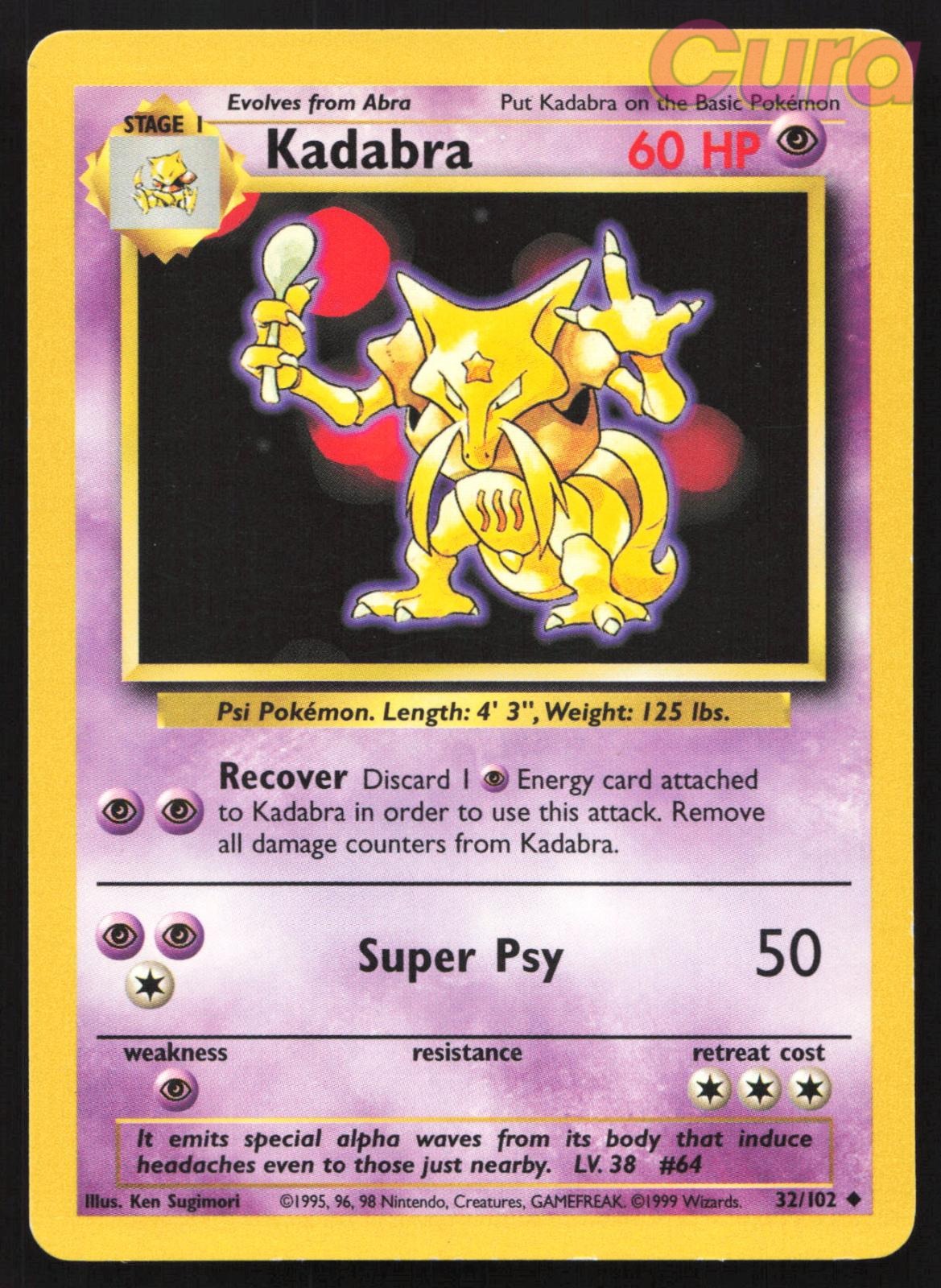 32/102 Kadabra - Uncommon - Base Set Unlimited LP