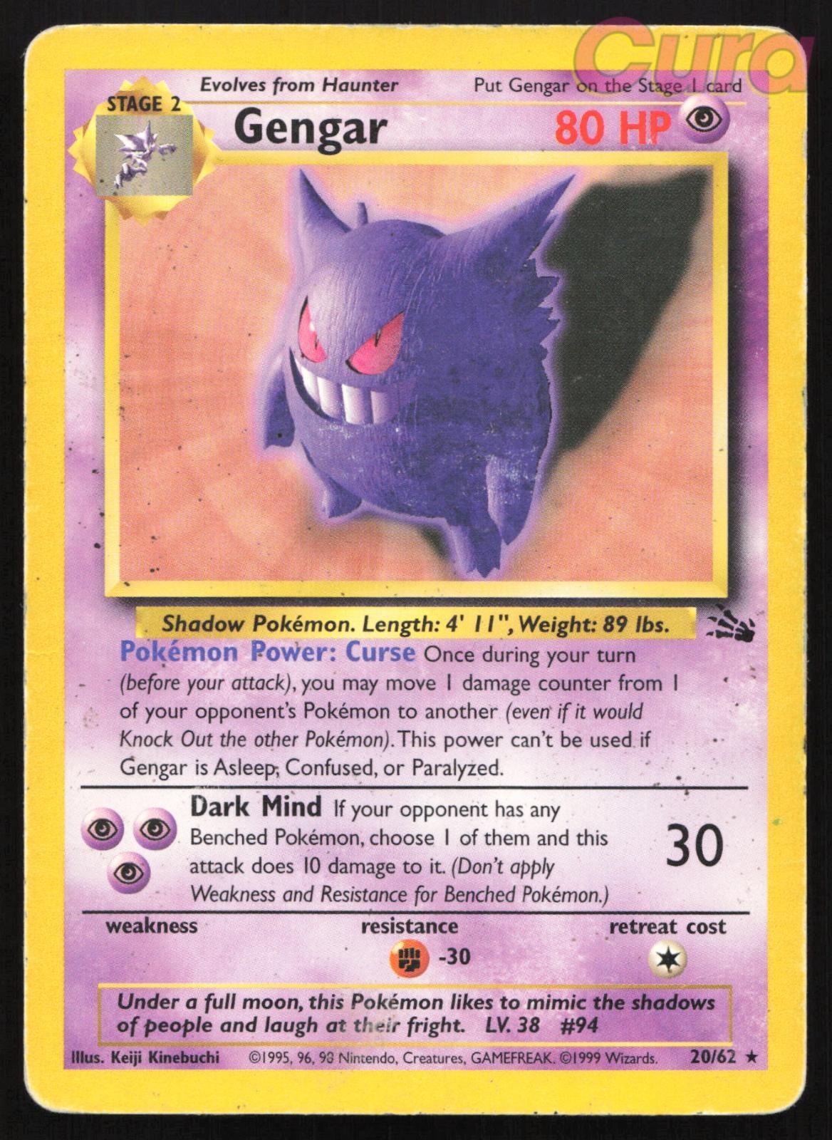 20/62 Gengar Unlimited - Rare - Fossil DMG