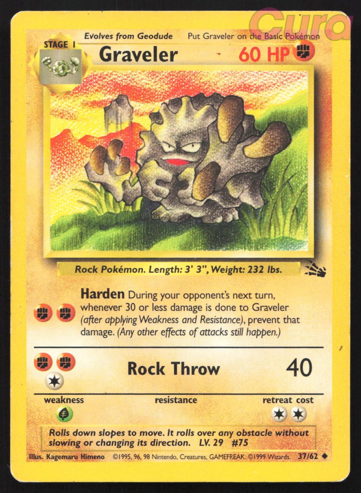 37/62 Graveler Unlimited - Uncommon - Fossil MP