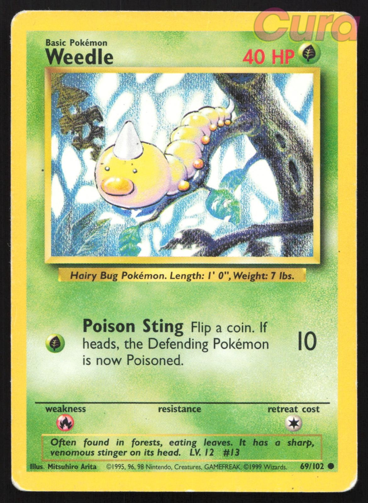 69/102 Weedle - Common - Base Set Unlimited MP