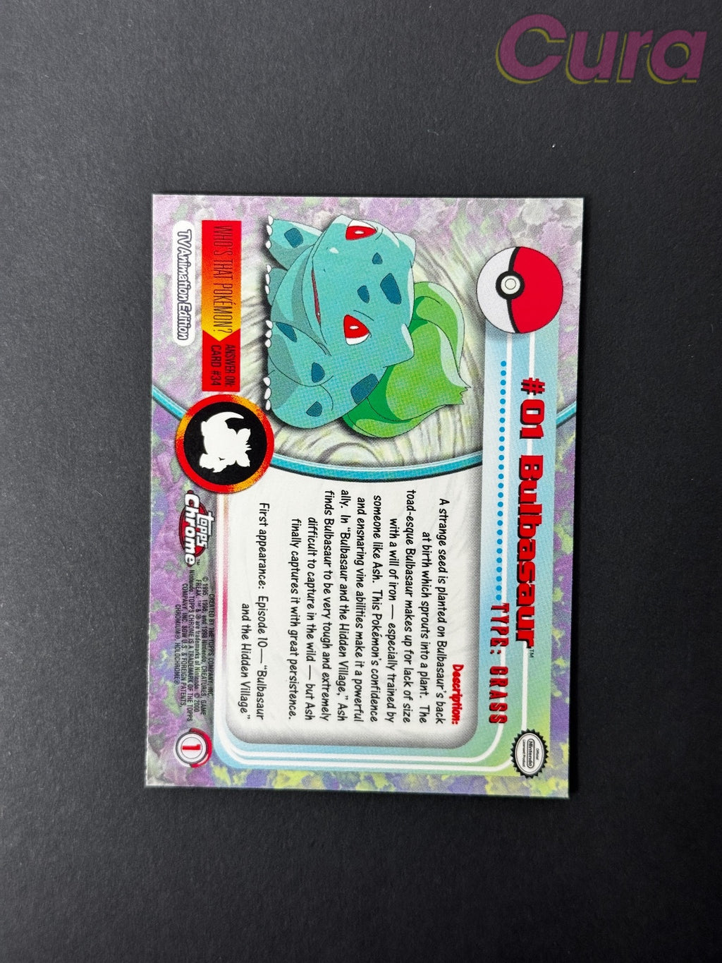 #1 Bulbasaur Holo - - Topps Chrome Trading Cards Series 1 NM