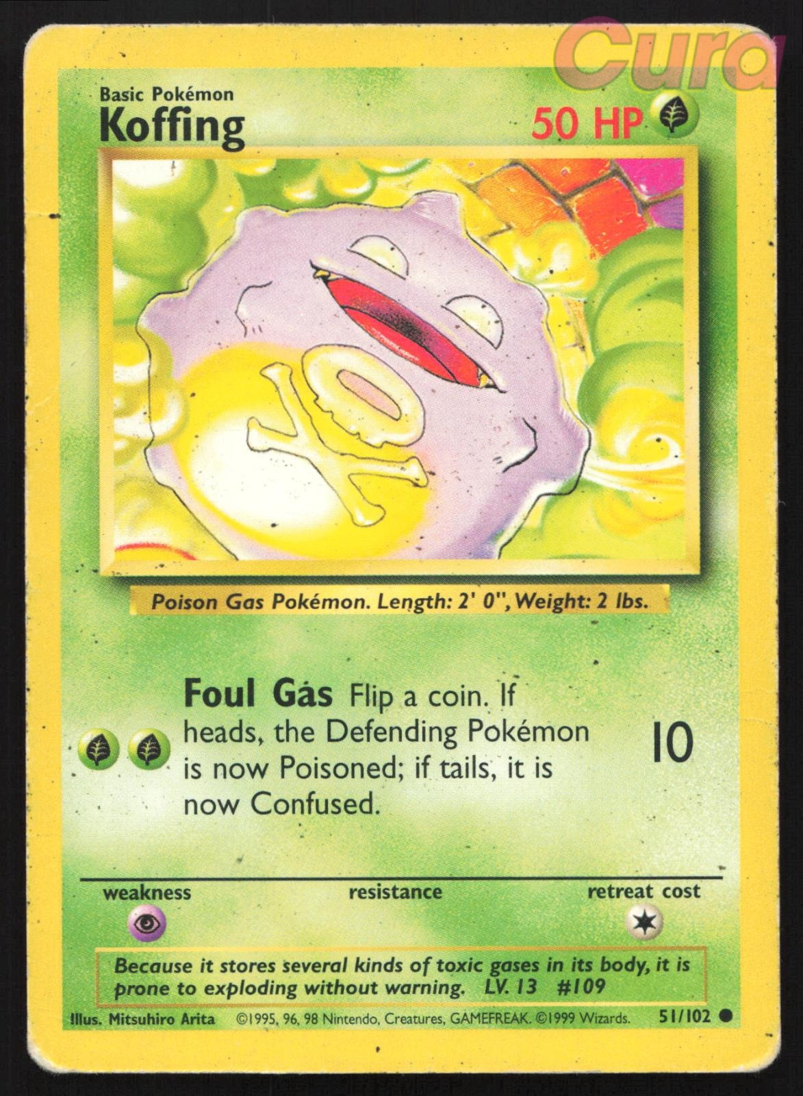 51/102 Koffing - Common - Base Set Unlimited HP