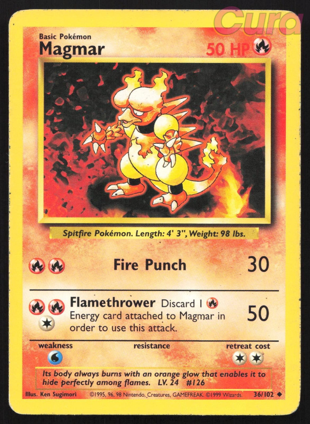 36/102 Magmar - Uncommon - Base Set Unlimited MP