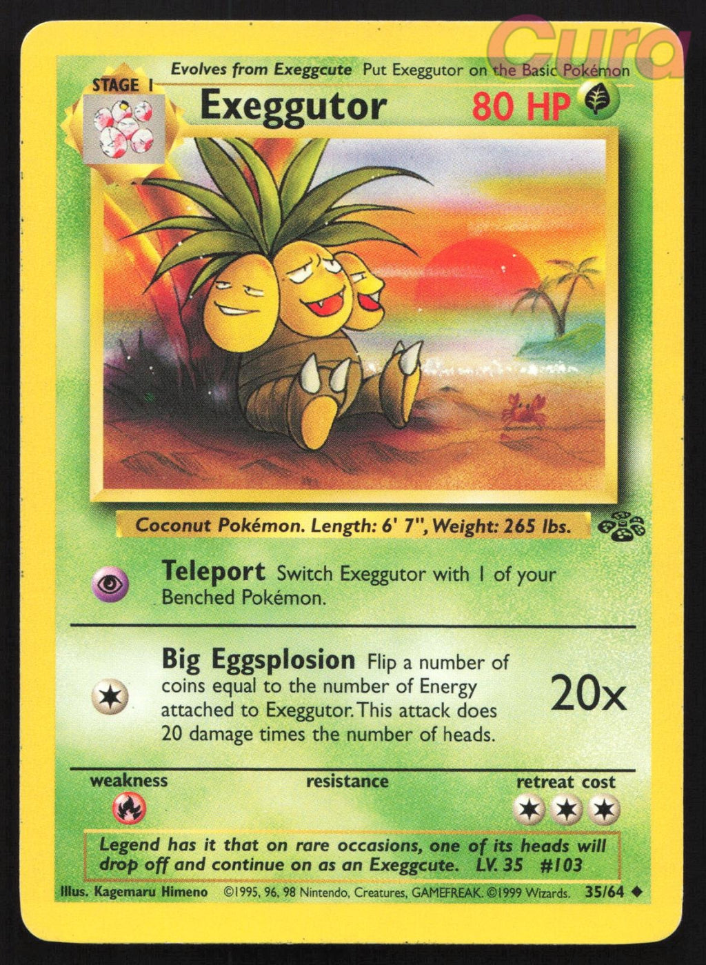 35/64 Exeggutor Middle Dent Unlimited - Uncommon - Jungle HP