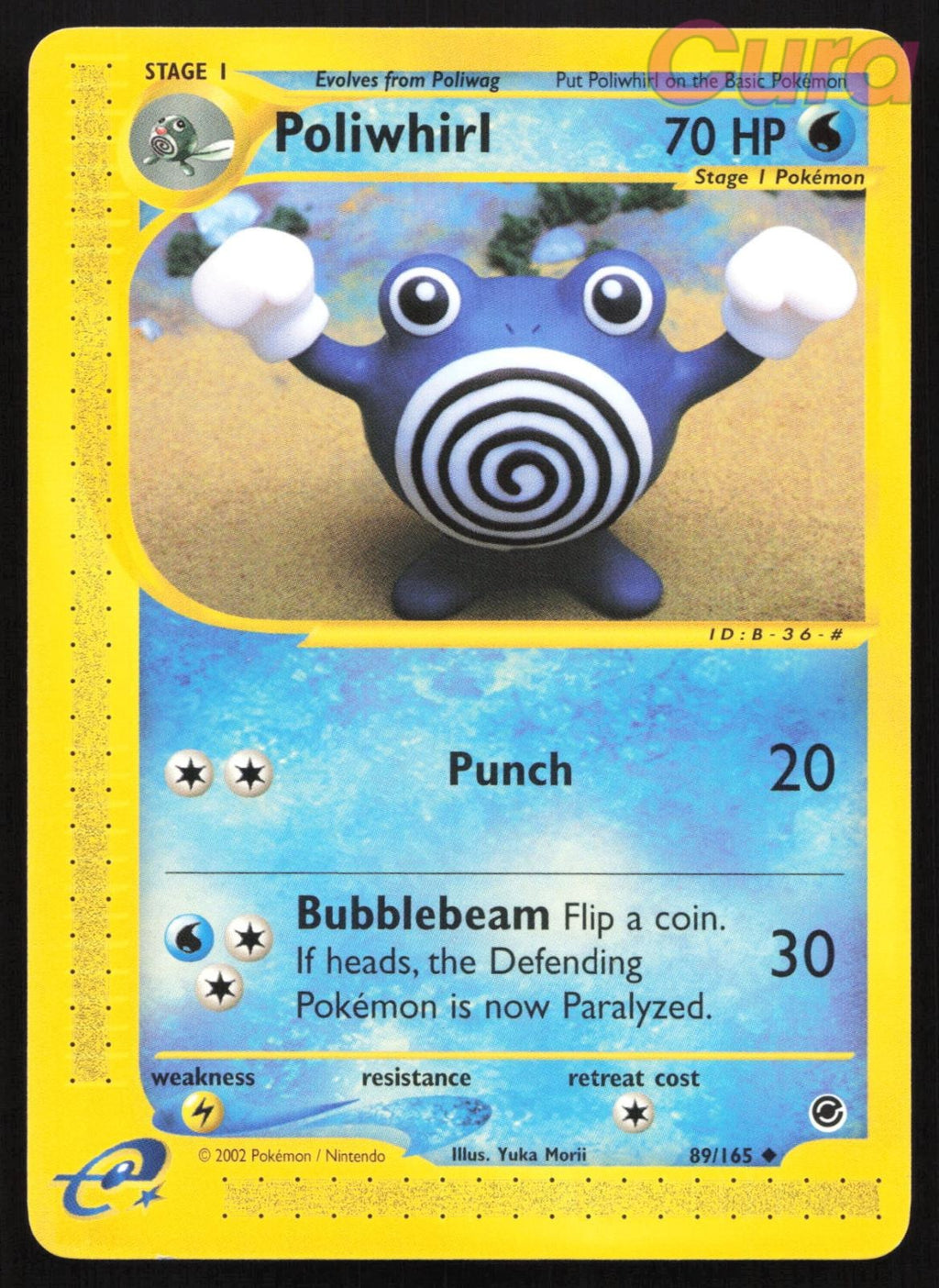 89/165 Slight Indent Poliwhirl - Uncommon - Expedition Base Set LP