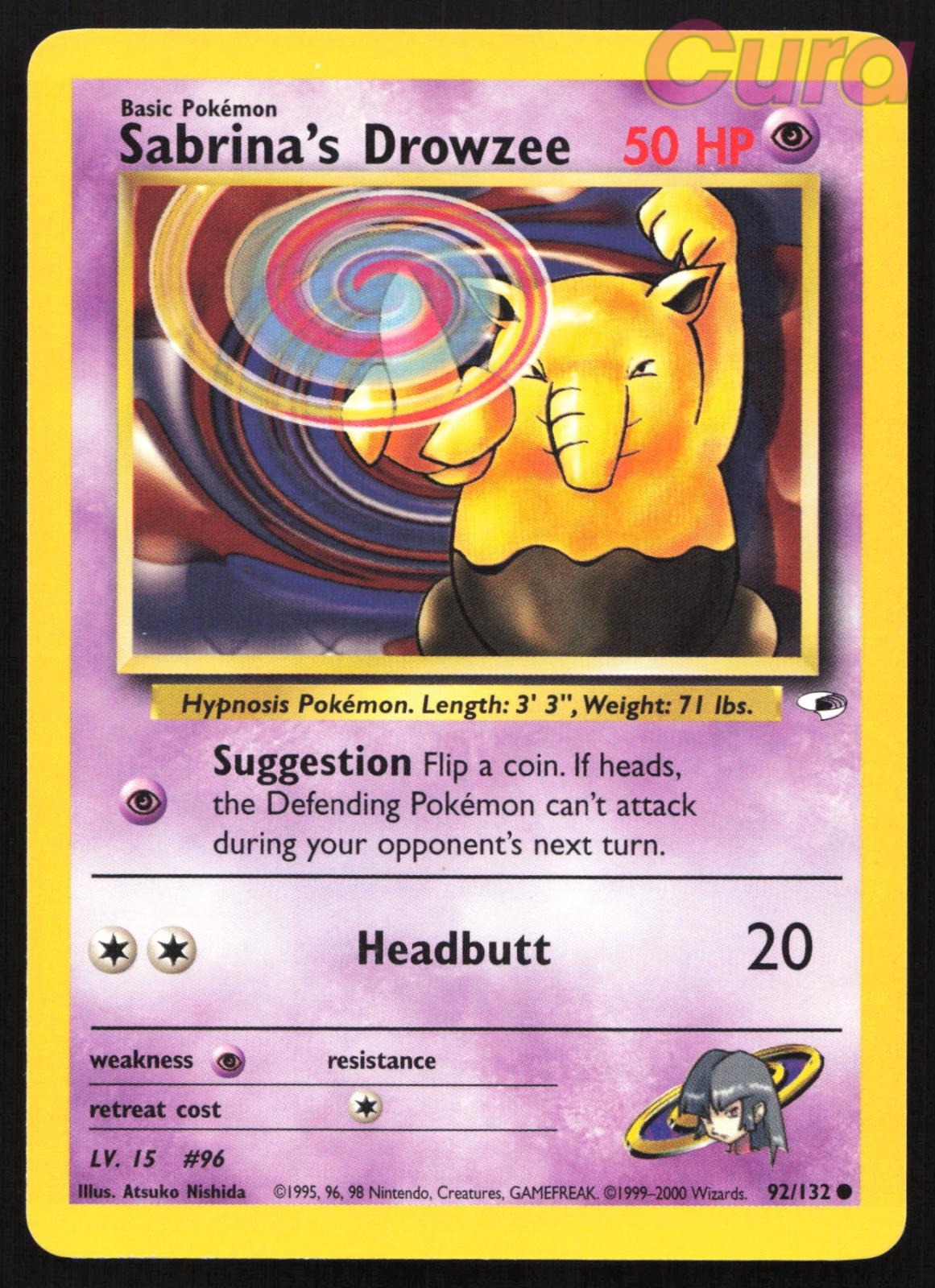 92/132 Sabrina's Drowzee Unlimited - Common - Gym Heroes NM