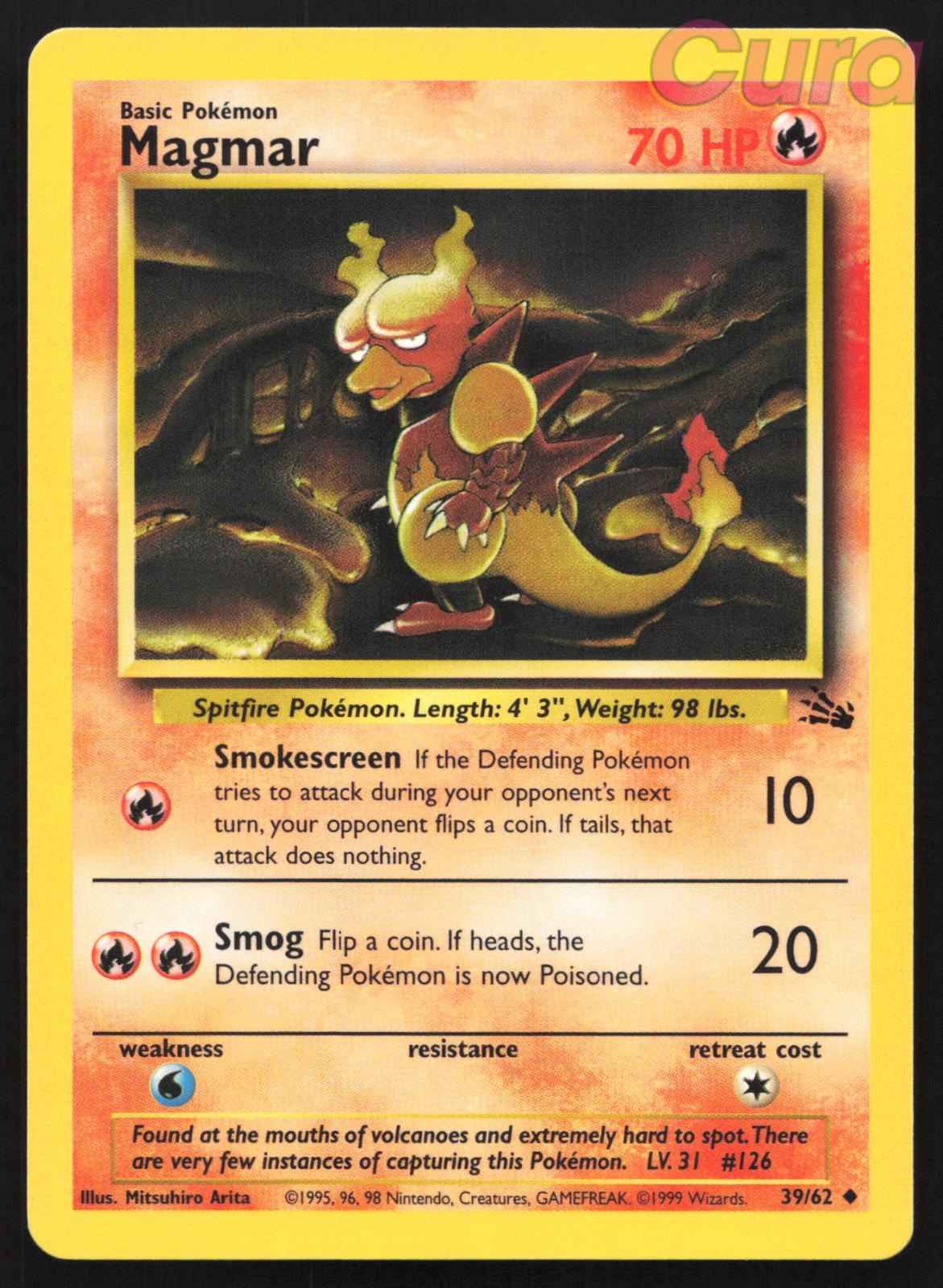 39/62 Magmar Unlimited - Uncommon - Fossil NM