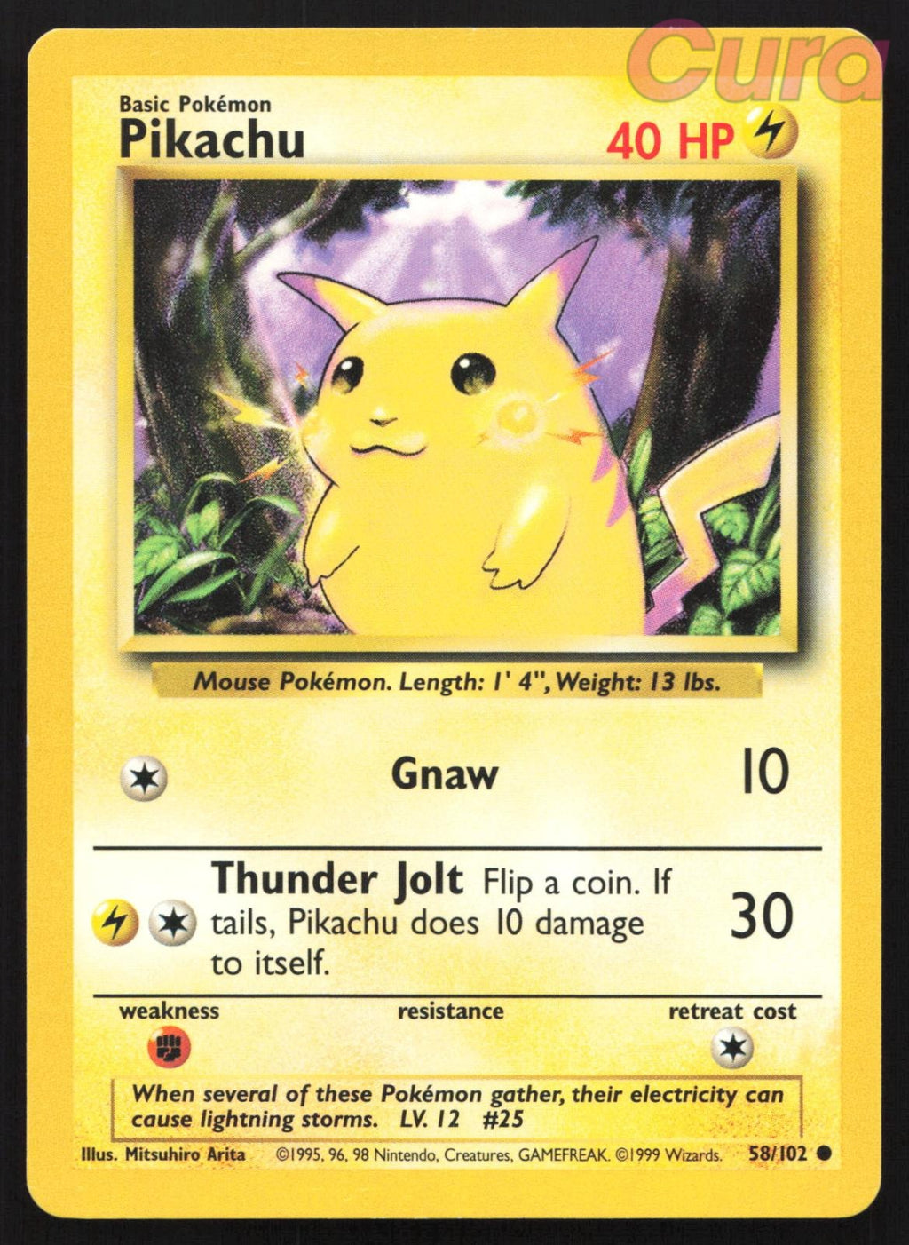 58/102 Pikachu - Common - Base Set Unlimited MP
