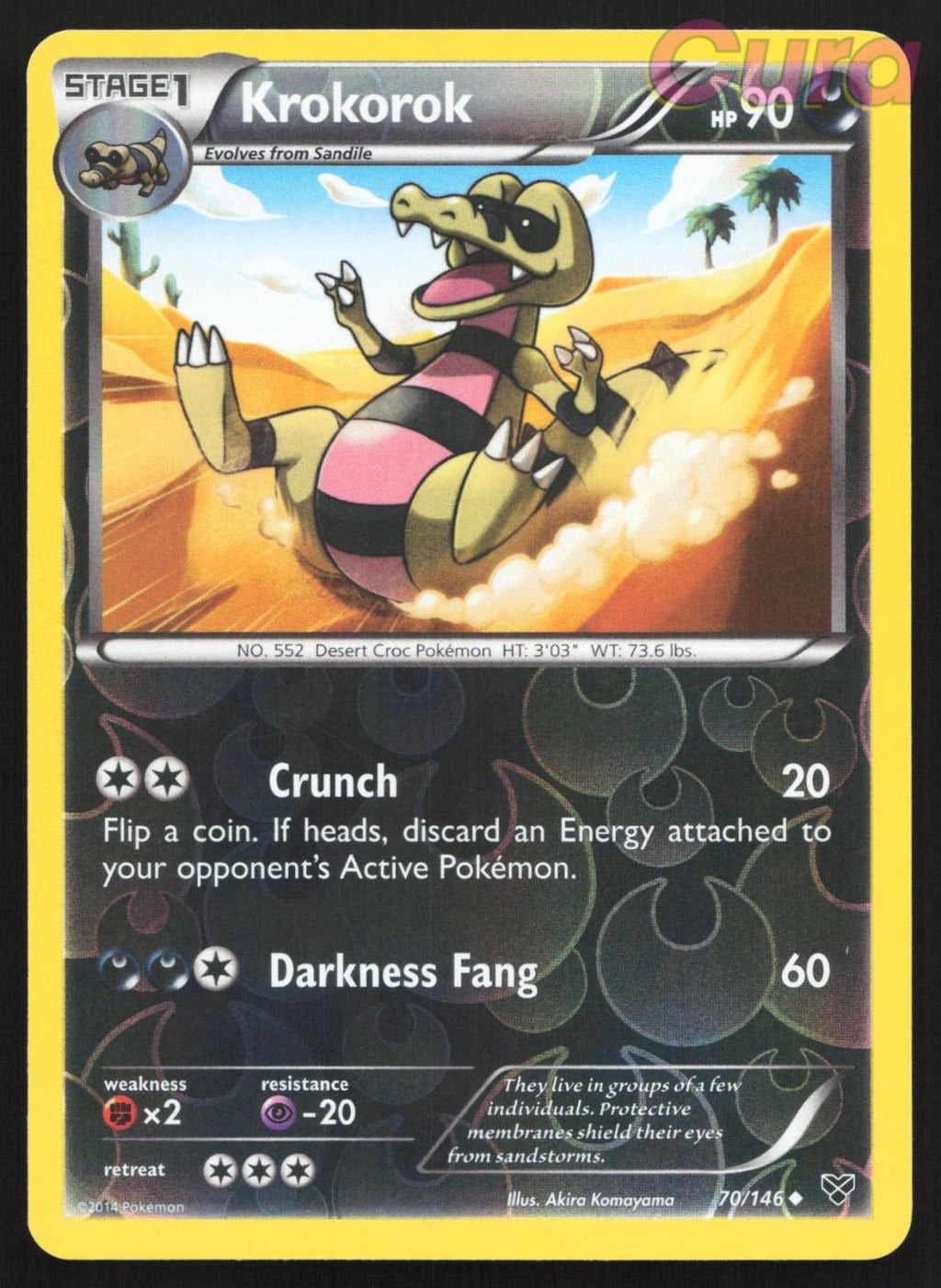 70/146 Krokorok Reverse Holo - Uncommon - XY NM