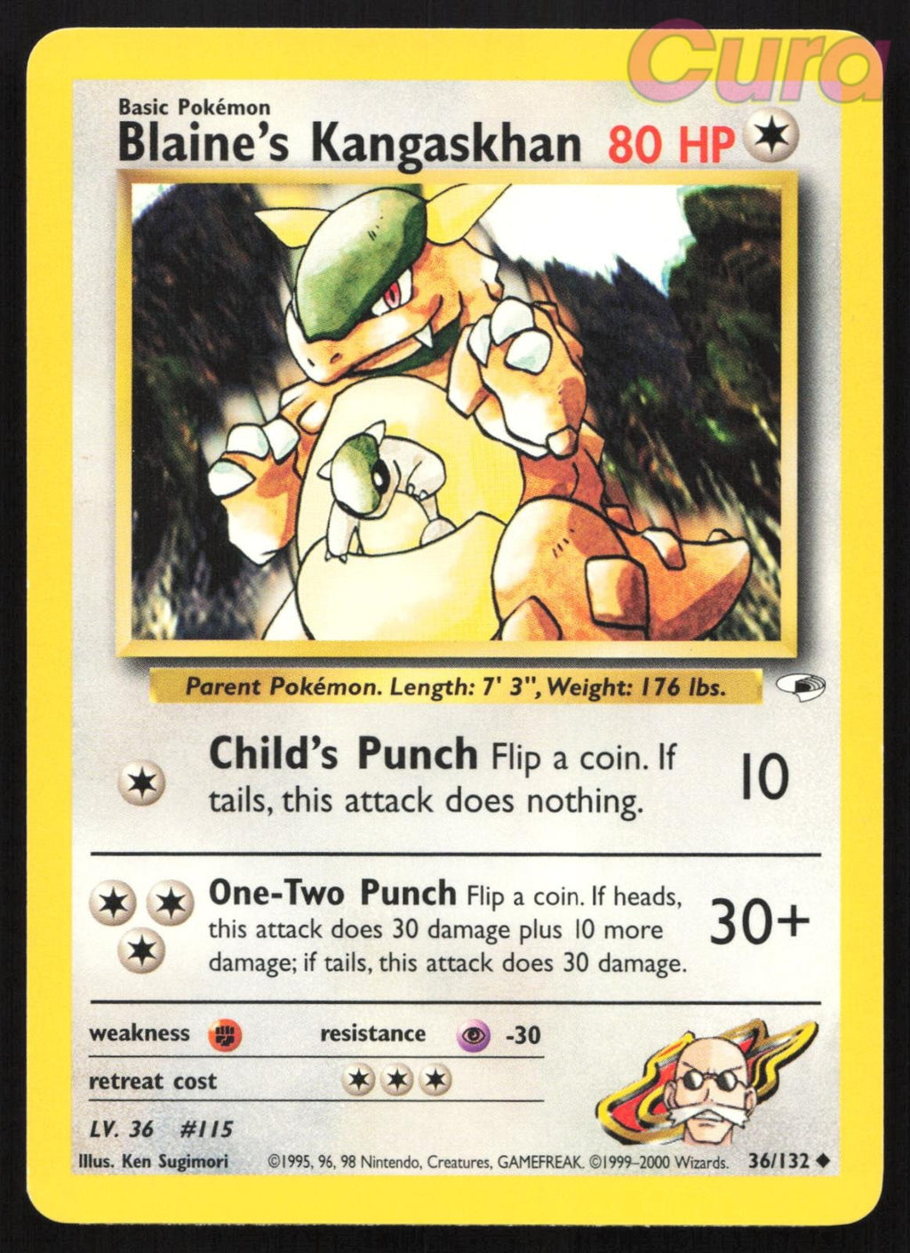 36/132 Blaine's Kangaskhan Unlimited - Uncommon - Gym Heroes NM