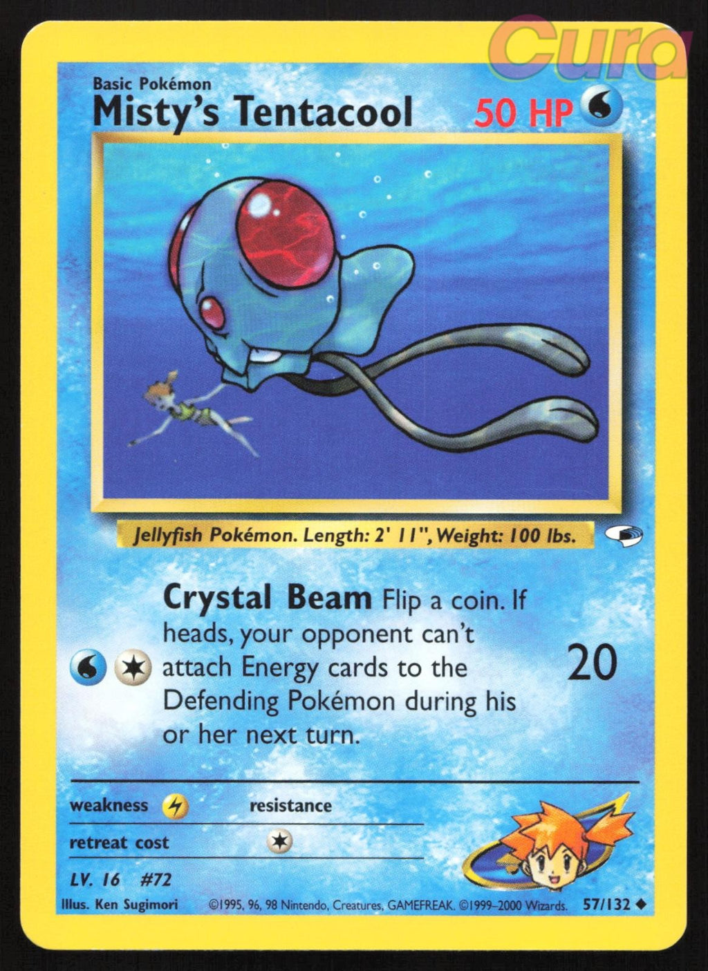 57/132 Misty's Tentacool Unlimited - Uncommon - Gym Heroes LP