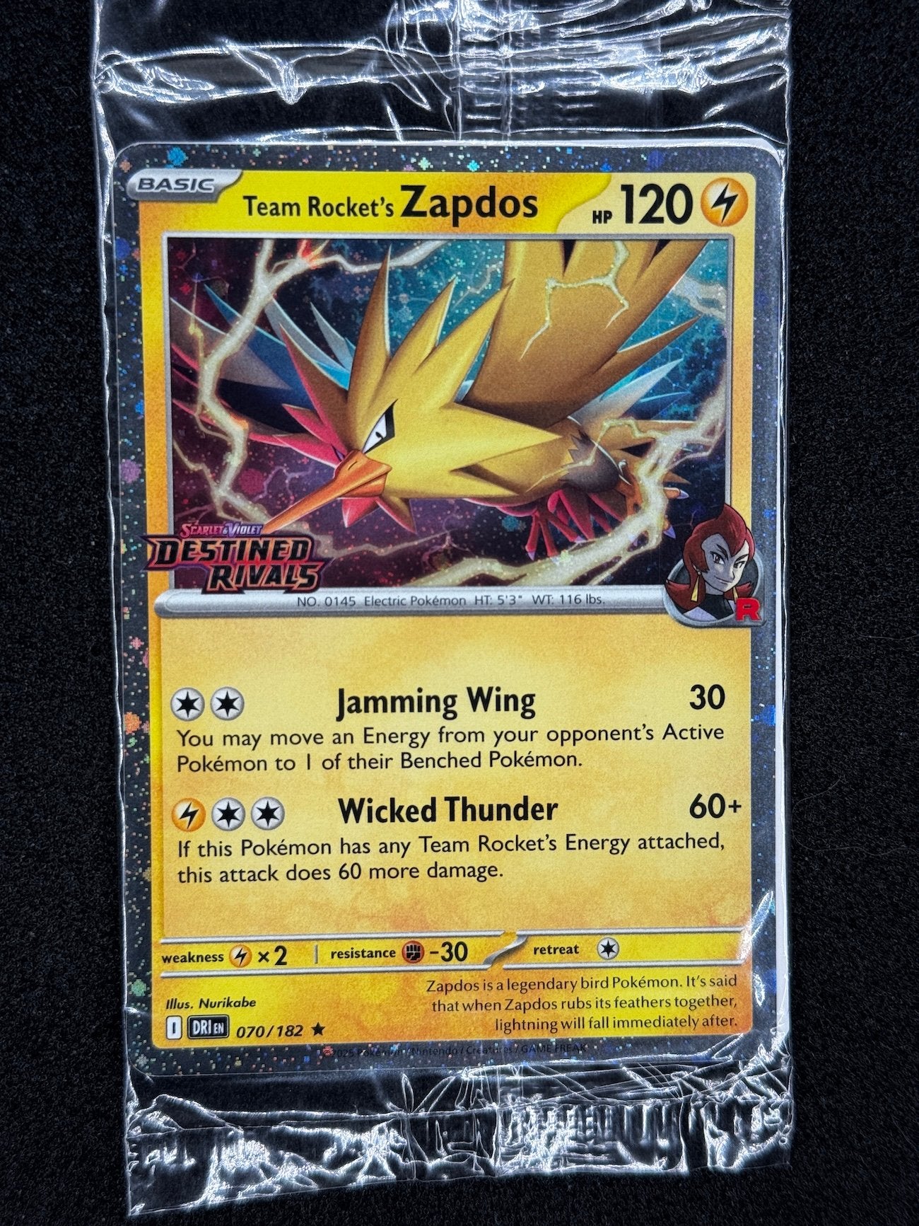 Zapdos 070/182 - Destined Rivals Stamp Promo - Sealed (Asia Exclusive)