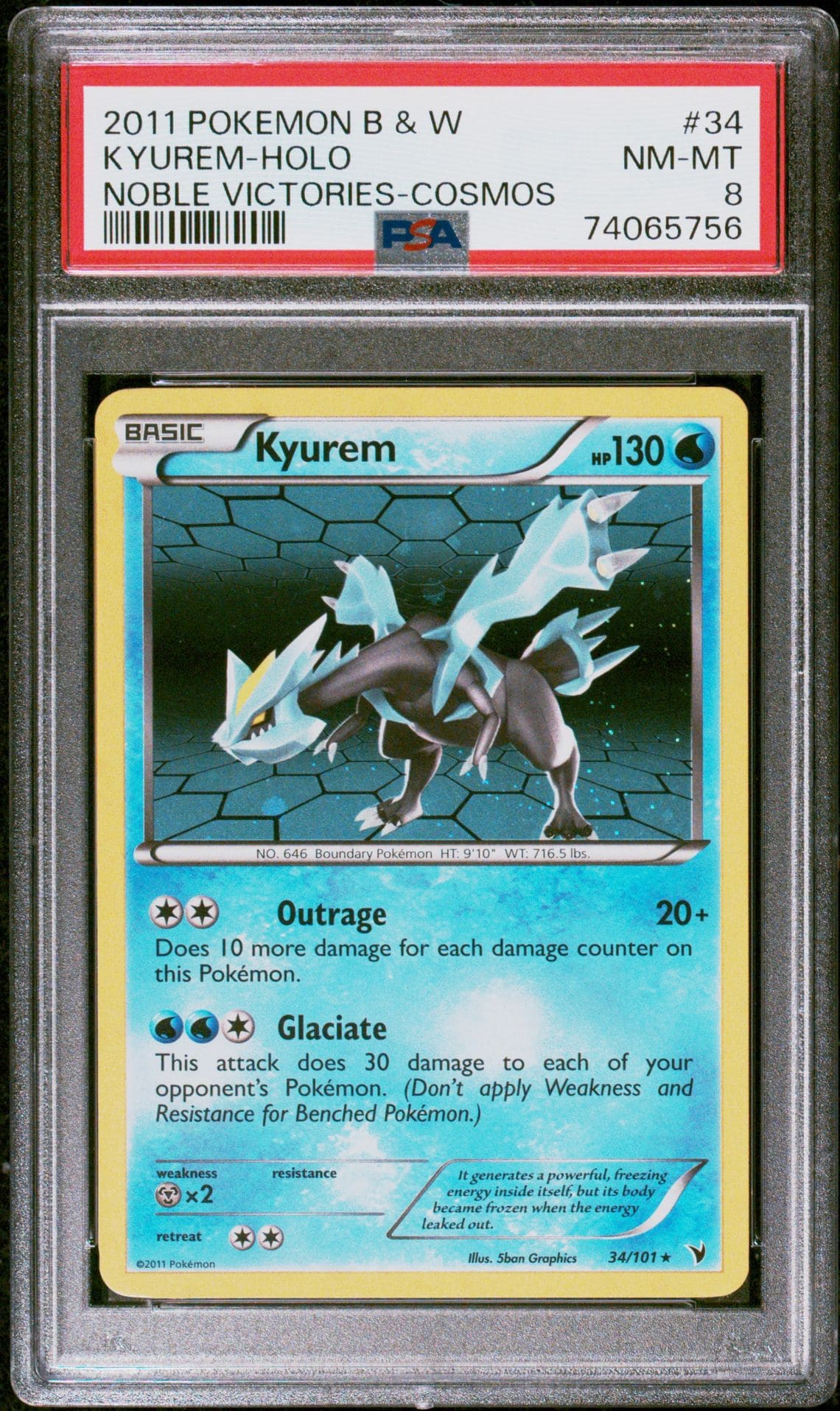 Black & White Noble Victories 34 Kyurem-holo Cosmos 2011 Pokemon PSA NEAR MINT-MINT 8