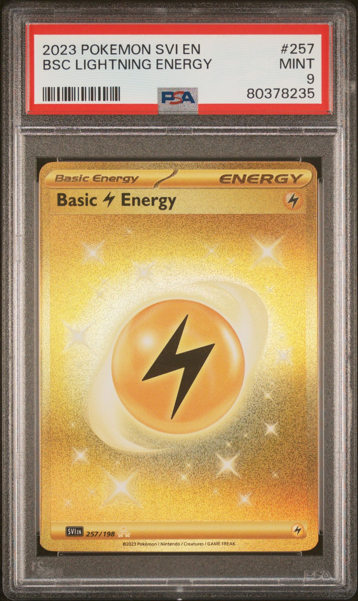 Svi En-scarlet & Violet 257 Basic Lightning Energy Hyper Rare 2023 Pokemon Card PSA MINT 9