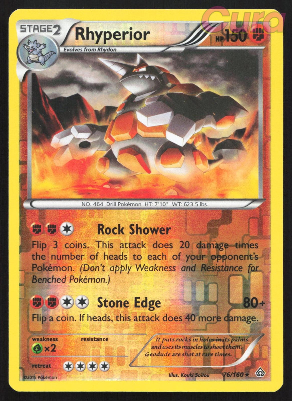 76/160 Rhyperior Reverse Holo - Rare - Primal Clash LP