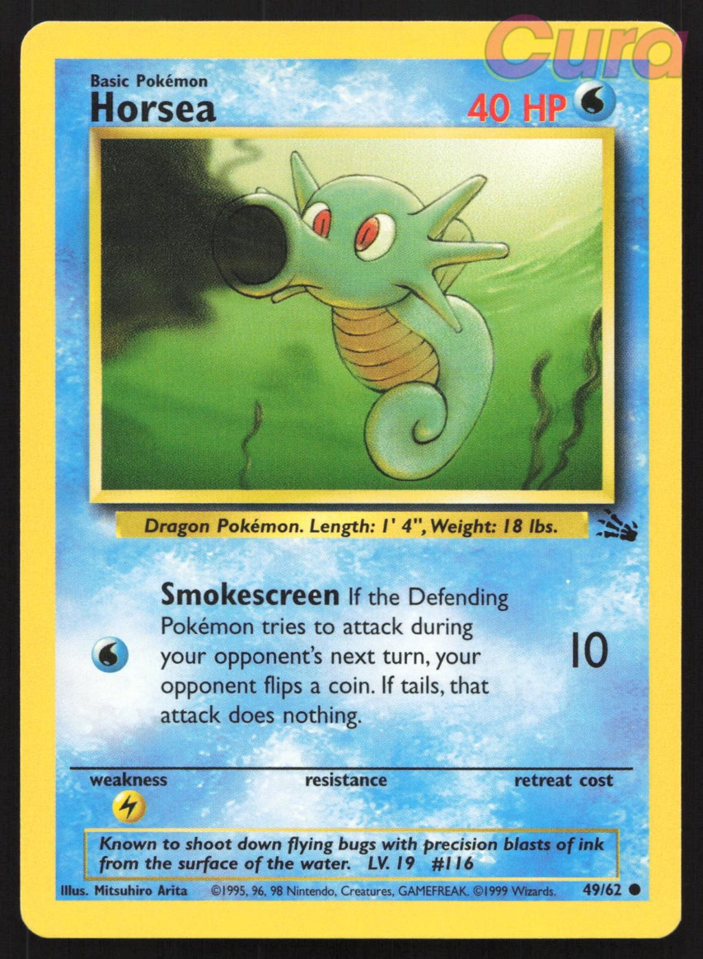 49/62 Horsea Unlimited - Common - Fossil NM
