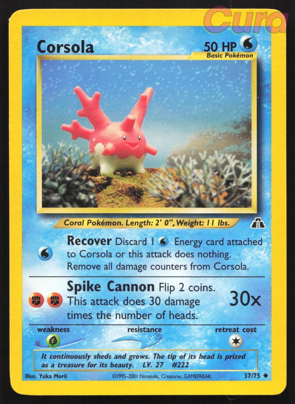 37/75 Corsola Unlimited - Uncommon - Neo Discovery NM