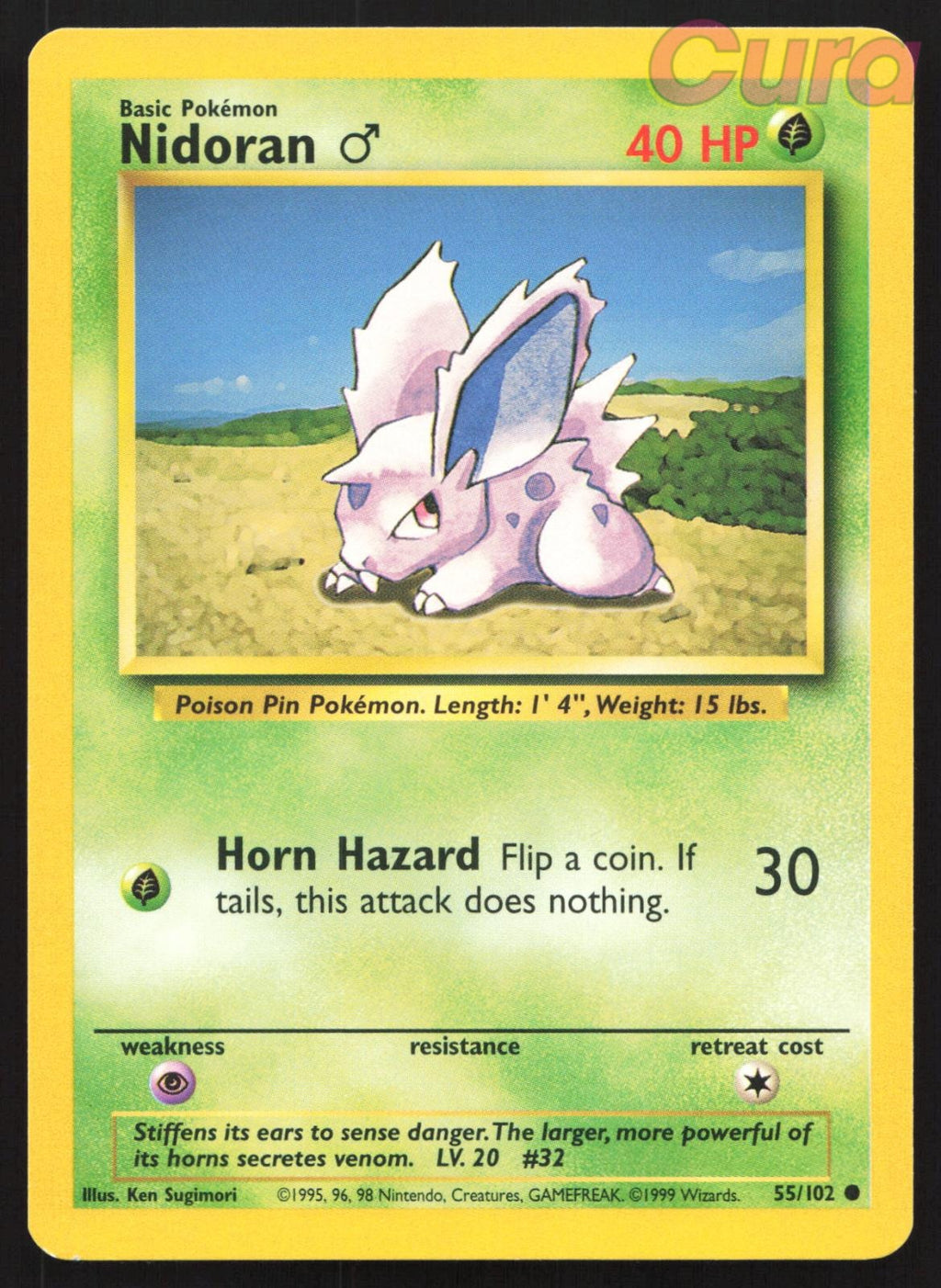 55/102 Nidoran M - Common - Base Set Unlimited LP