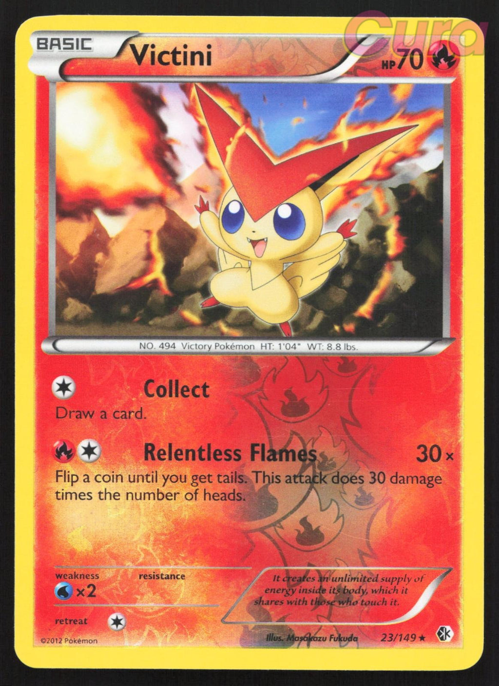 23/149 Victini Reverse Holo - Rare - Boundaries Crossed NM