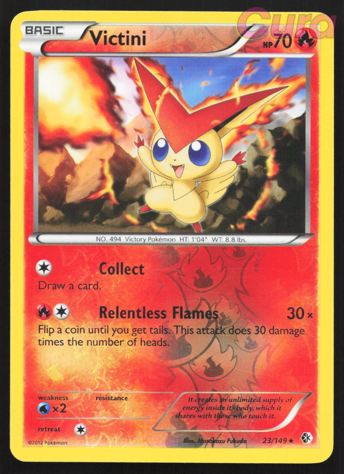 23/149 Victini Reverse Holo - Rare - Boundaries Crossed NM