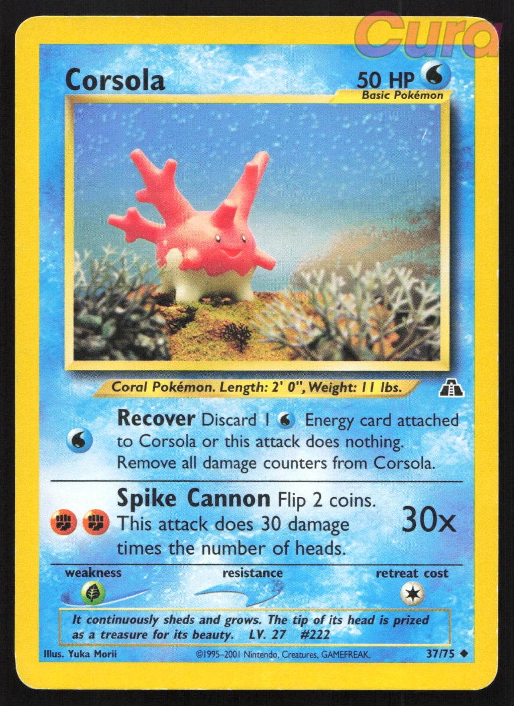 37/75 Corsola Unlimited - Uncommon - Neo Discovery NM