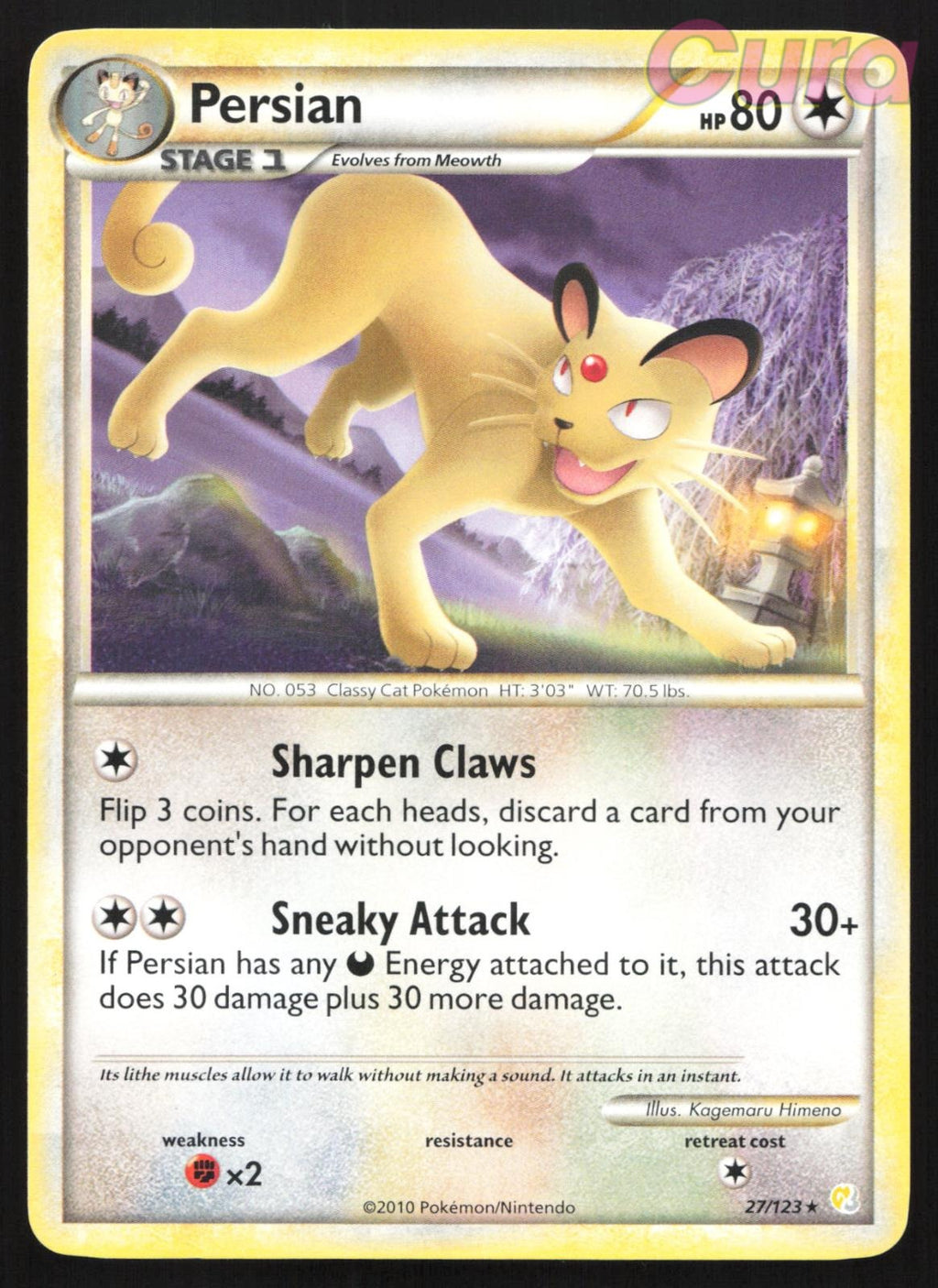 27/123 Persian - Rare - HeartGold & SoulSilver MP