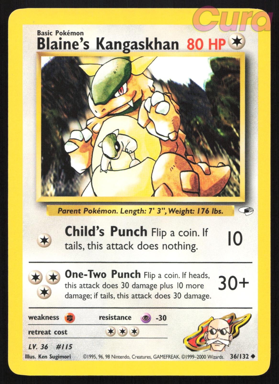 36/132 Blaine's Kangaskhan Unlimited - Uncommon - Gym Heroes NM