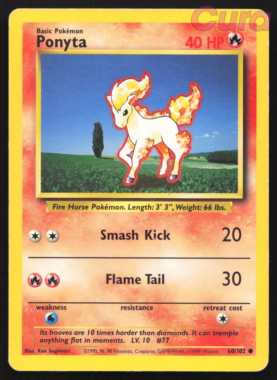 60/102 Ponyta - Common - Base Set Unlimited MP