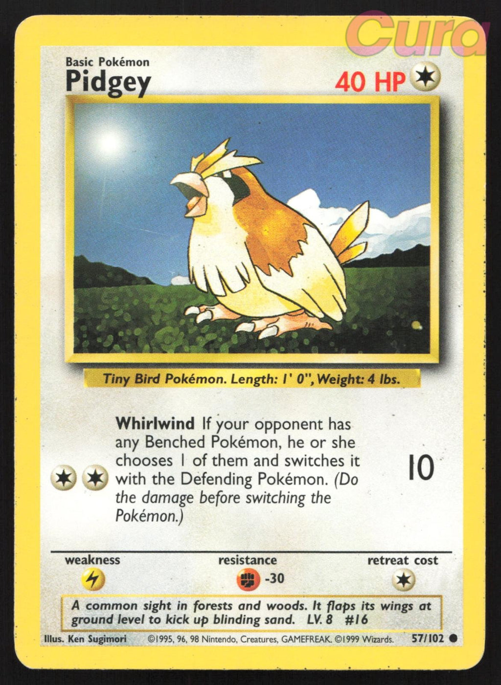 57/102 Pidgey - Common - Base Set Unlimited MP