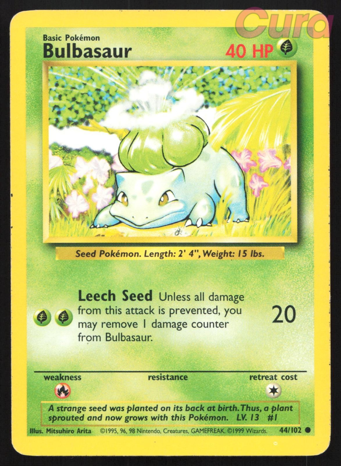 44/102 Bulbasaur - Common - Base Set Unlimited LP