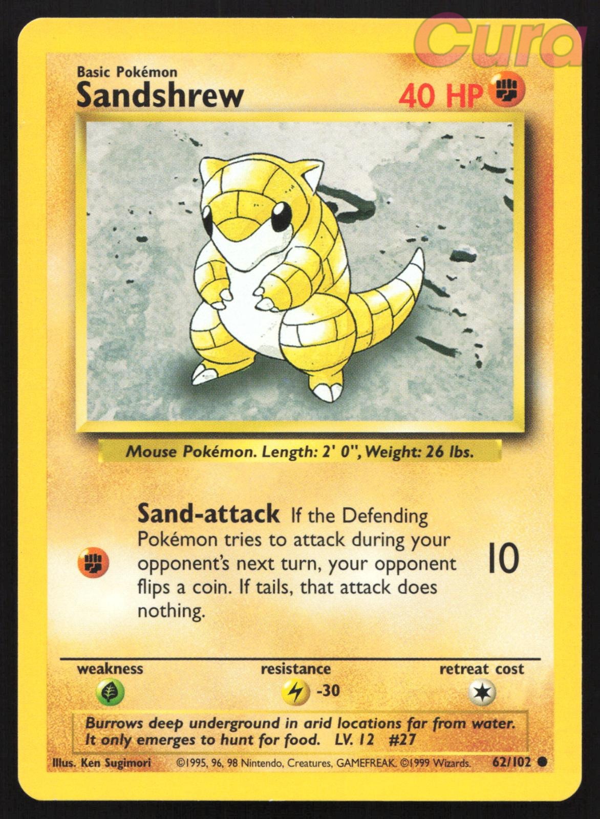 62/102 Sandshrew - Common - Base Set Unlimited LP