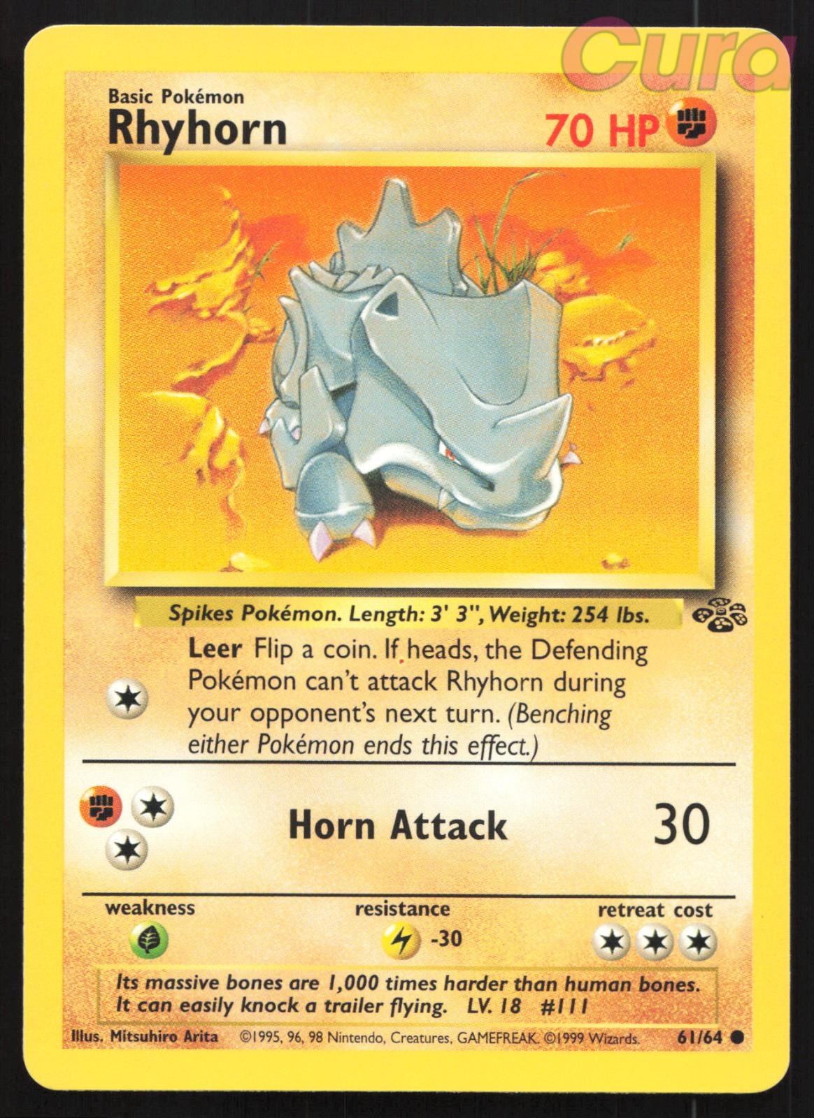 61/64 Rhyhorn Unlimited - Common - Jungle NM