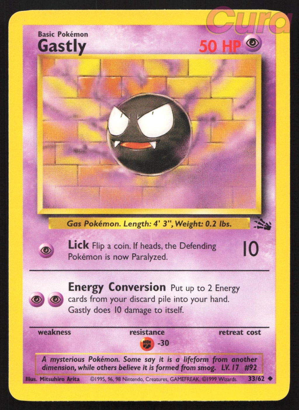 33/62 Gastly Unlimited - Uncommon - Fossil LP