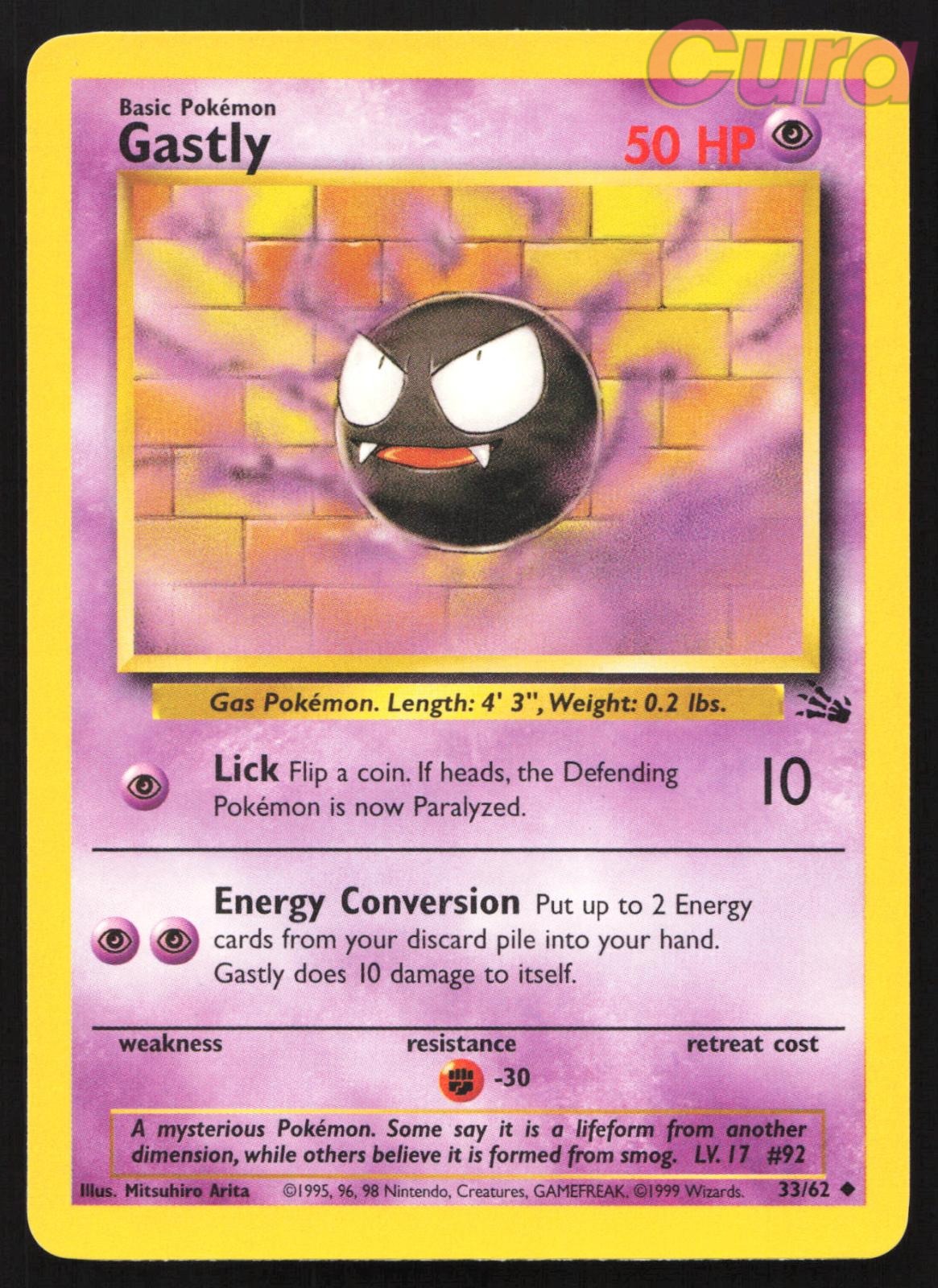 33/62 Gastly Unlimited - Uncommon - Fossil LP
