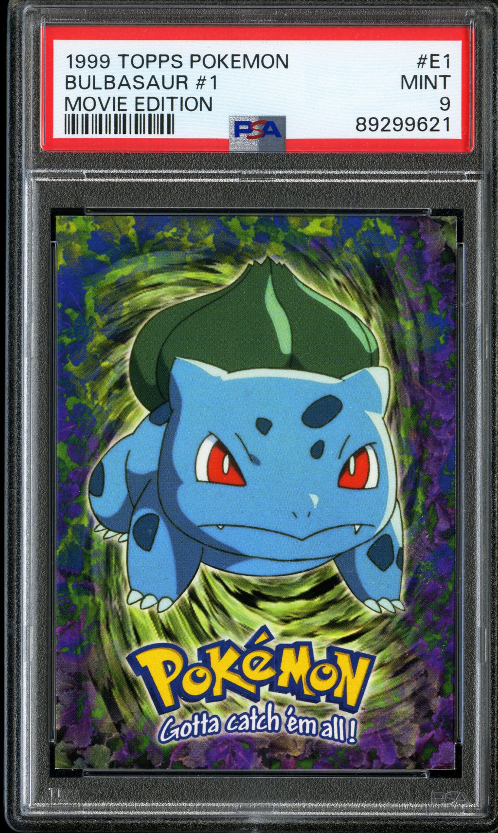 Bulbasaur #1 Movie Edition Mint 9 1999 Topps Pokemon PSA