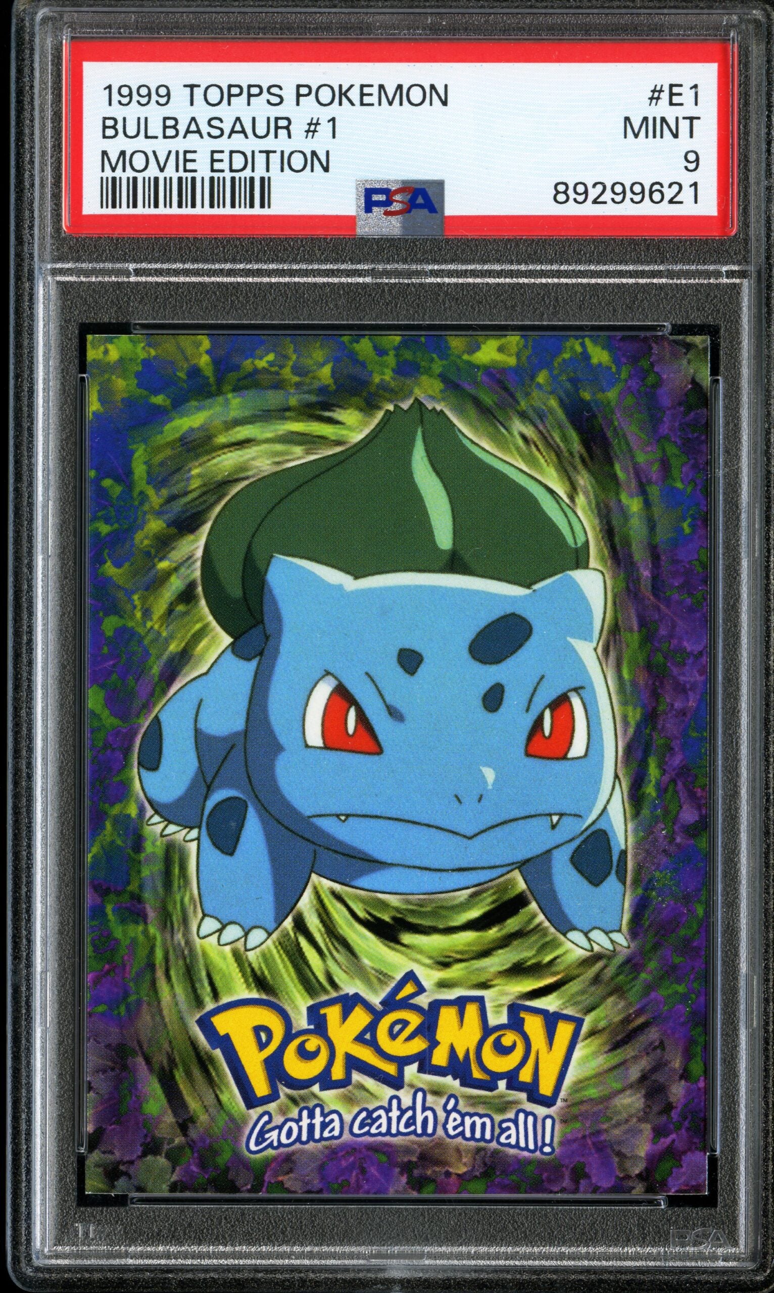 Bulbasaur #1 Movie Edition Mint 9 1999 Topps Pokemon PSA