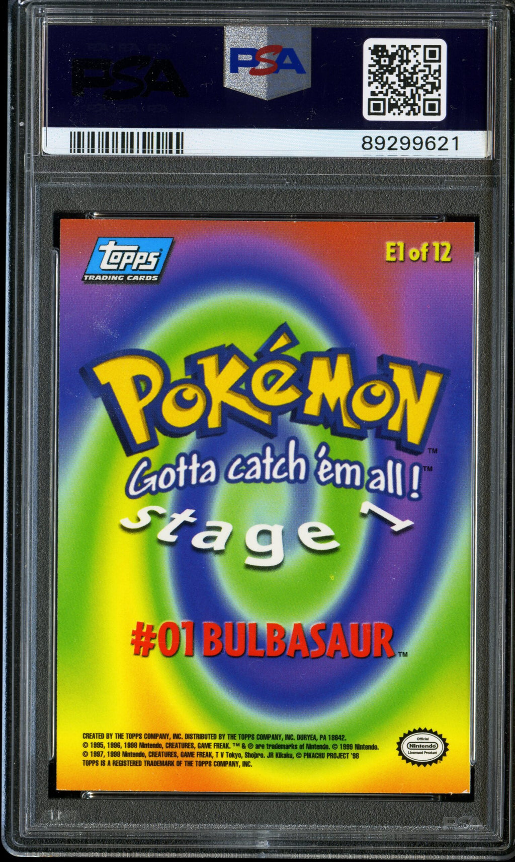 Bulbasaur #1 Movie Edition Mint 9 1999 Topps Pokemon PSA