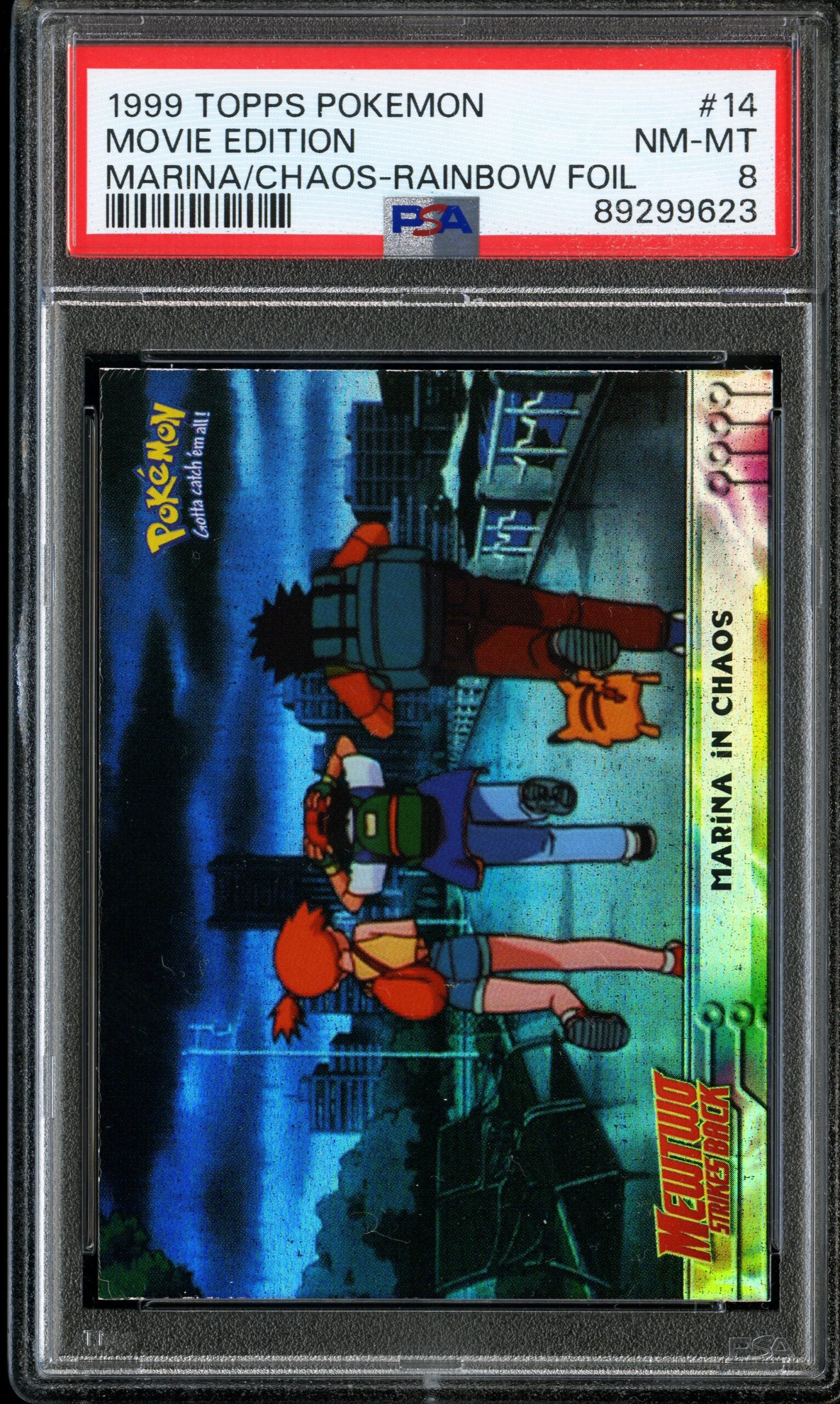 Movie Edition Marina/Chaos-Rainbow Foil #14 Nm-Mt 8 1999 Topps Pokemon PSA