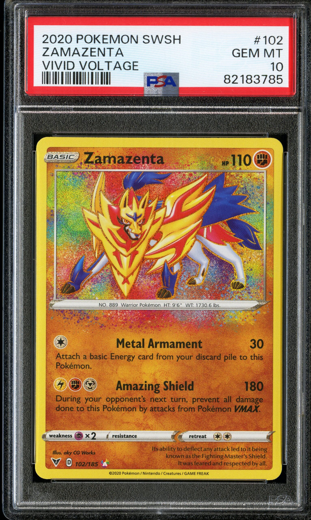 Zamazenta Vivid Voltage #102 GEM MT 10 2020 Pokemon Swsh PSA