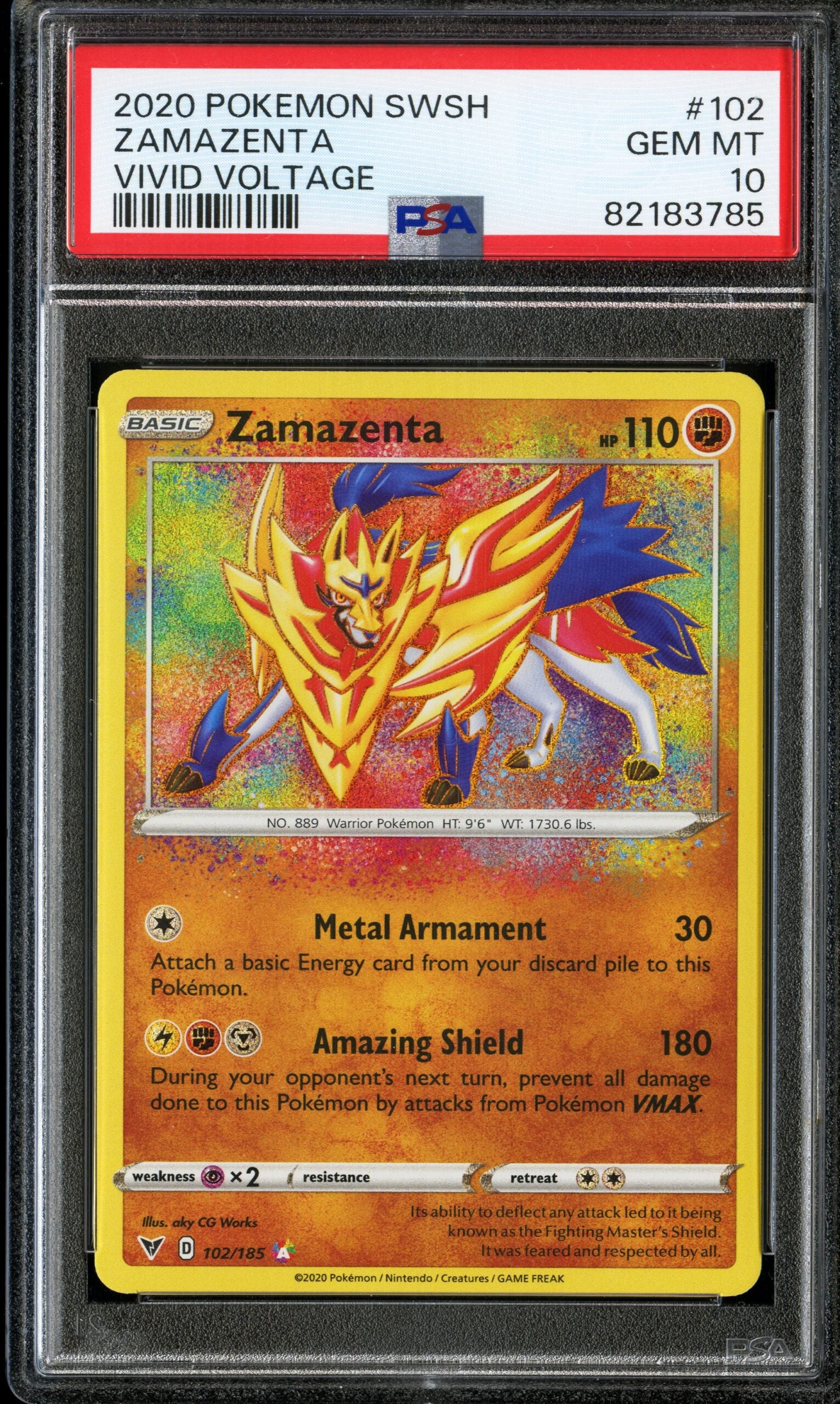 Zamazenta Vivid Voltage #102 GEM MT 10 2020 Pokemon Swsh PSA